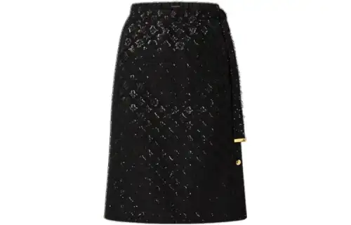 LOUIS VUITTON Casual Long Skirts Women's Black Moderate Mid Length Other