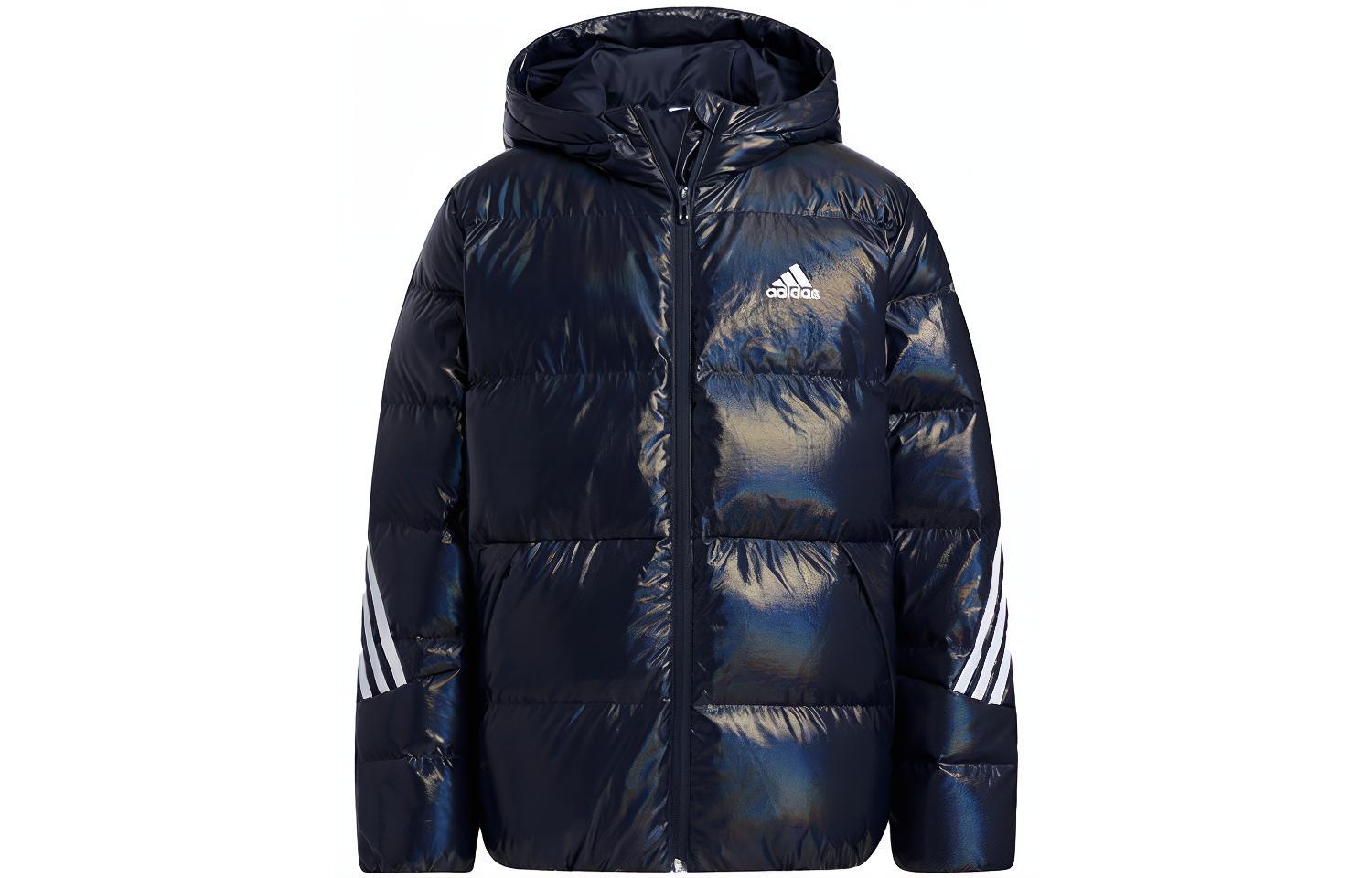 Детский пуховик adidas Yk Metalic Down (синий)