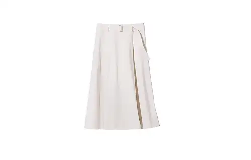 UNIQLO Casual Long Skirts Women's Ivory Moderate Mid Length Pleated Skirt