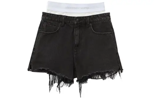 Alexander wang 2022 spring and summer solid color logo decorated denim shorts women's gray