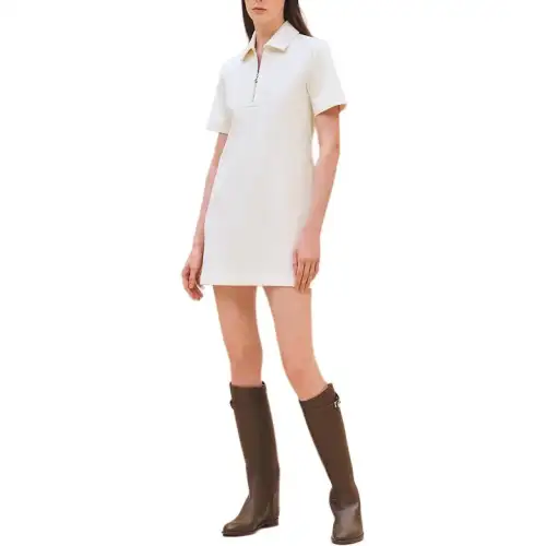 HERMES SS24 Short Sleeved Dress Women's Gray White