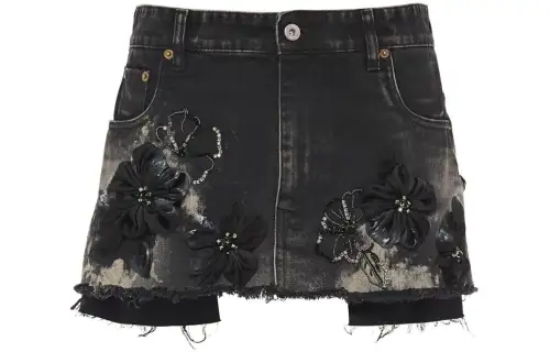 MIU MIU SS22 Denim Short Skirts Women's Black