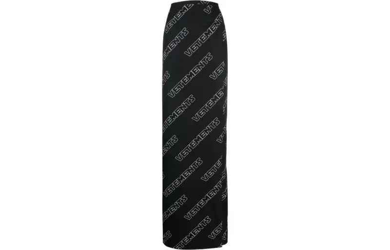 Vetements Allover Logo Printed High Waist Full Skirt