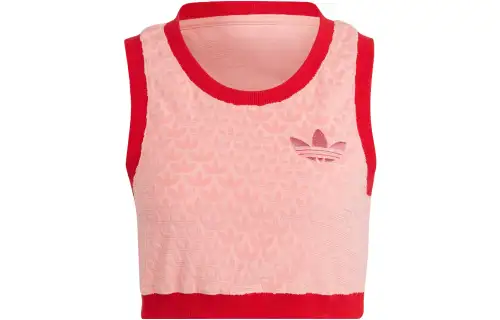 adidas SS22 Adicolor Heritage Now Monogram Crop Top Red