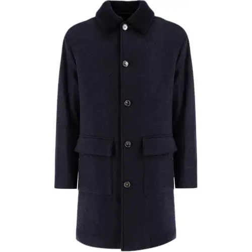 Loro Piana Coats Men's Dark Blue Lapel Moderate Straight Fit