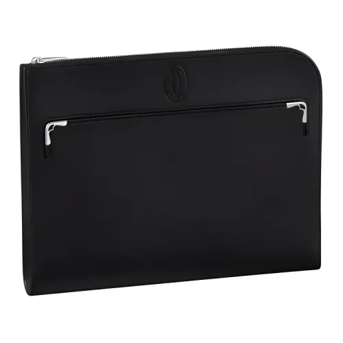 CARTIER Calfskin Briefcase Clutch Men's Black