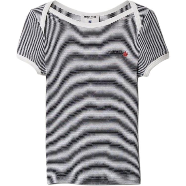 Женская футболка MIU MIU x Petit Bateau (сине-белая полоска)