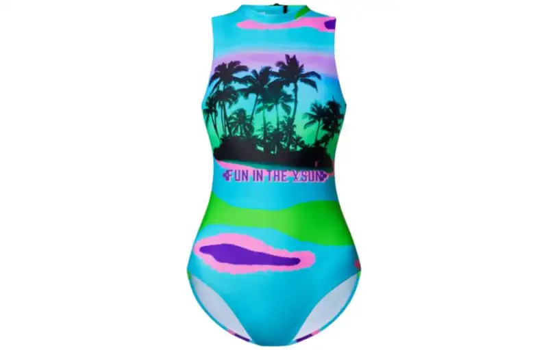 Lv Epi Print Palm Tree One Piece Swimsuit