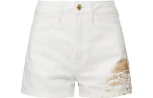 EVISU Denim Shorts Women's White Moderate Straight Fit Pants