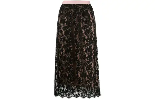 floral lace midi skirt