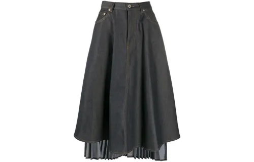 LOEWE Denim Long Skirt Women's Gray