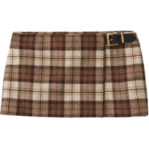 MIU MIU Casual Short Skirts Women's Brown