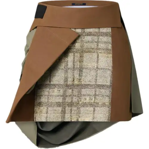 LOUIS VUITTON Draped Leather Mini Skirt Casual Short Skirts Women's Brown