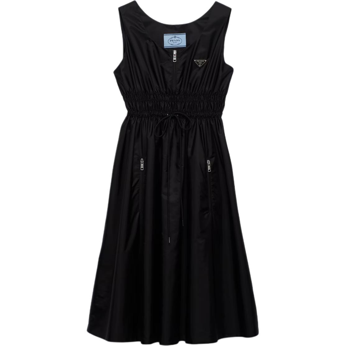Prada logo-appliqué Re-Nylon midi dress
