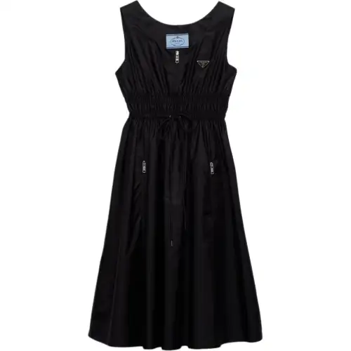 Prada logo-appliqué Re-Nylon midi dress