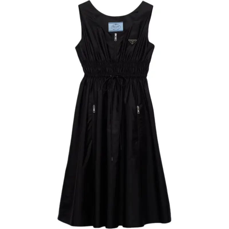 Prada logo-appliqué Re-Nylon midi dress
