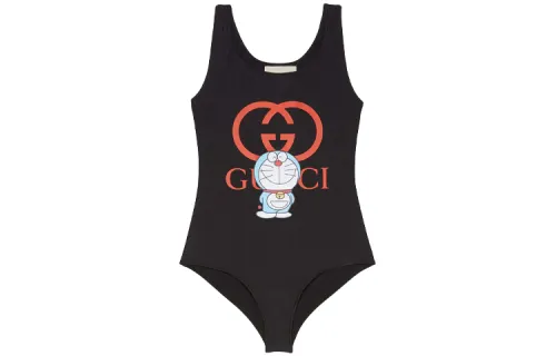 GUCCI X Doraemon One Piece Swimsuits Women's Black Triangle One Piece Swimsuit