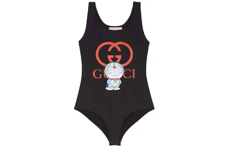 GUCCI X Doraemon One Piece Swimsuits Women's Black Triangle One Piece Swimsuit