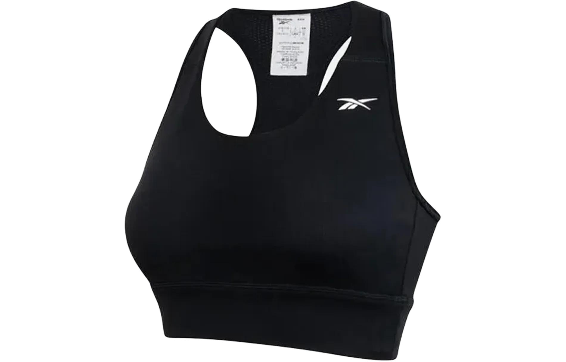 Reebok RUNNING PADDED BRA Solid Color Running Padded Workout Sports Bra Women's Black