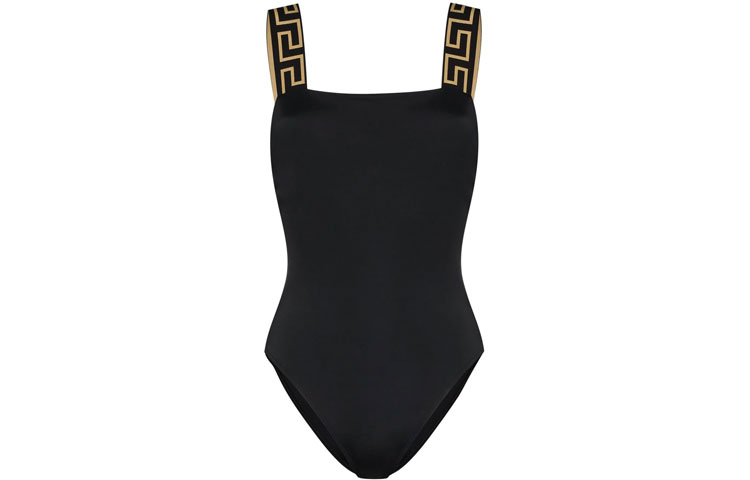 VERSACE Greca Border Print Swimsuit ‘Black’