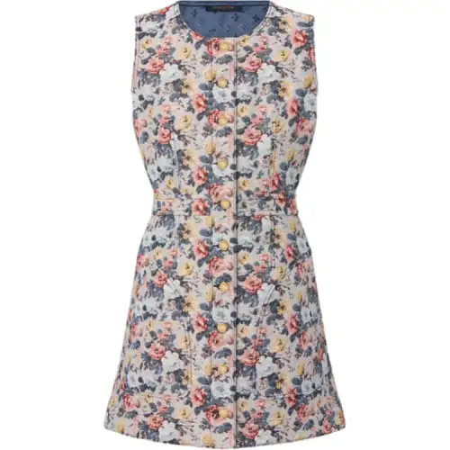 Lv Floral Jacquard A Line Dress