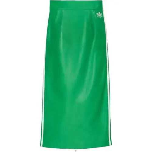 GUCCI X Adidas Zip Leather Skirt Green