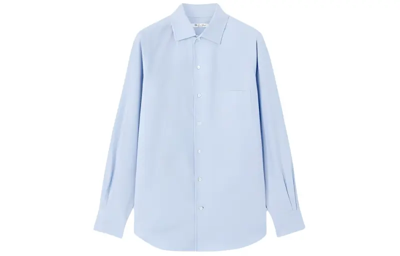 Loro Piana Shirts Men's Blue Lapel Moderate Other