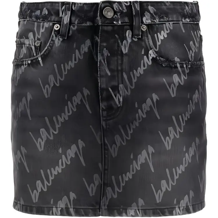 Balenciaga SS22 Denim Short Skirts Women's Black