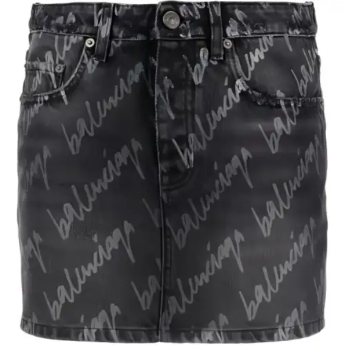 Balenciaga SS22 Denim Short Skirts Women's Black
