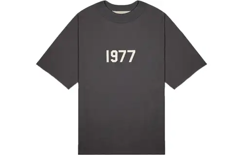 Fear of God Essentials 1977 Series SS22 Kids Tee Iron Digital flocking round neck short-sleeved T-shirt children's black iron color
