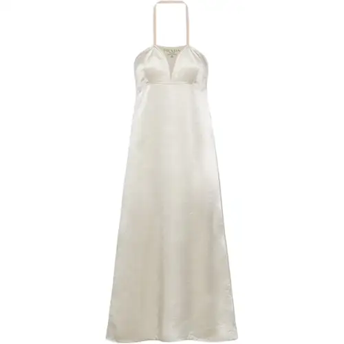 PRADA Slip Dresses Women's White Halter Moderate Mid Length