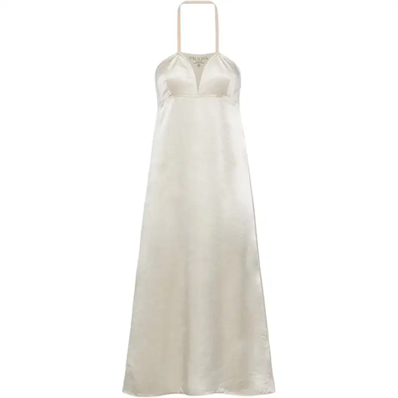 PRADA Slip Dresses Women's White Halter Moderate Mid Length