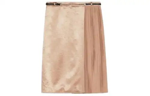 GUCCI Belted Pleat Detailed Satin Skirt