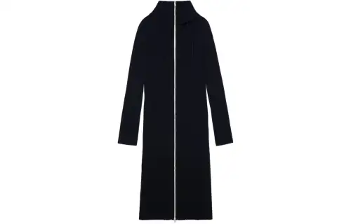 GUCCI SS24 Wool Cashmere Zip Dress Long Sleeved Dress Women's Black