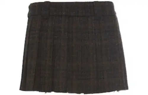 MIU MIU Casual Short Skirts Women's Khaki Moderate Short Pleated Skirt