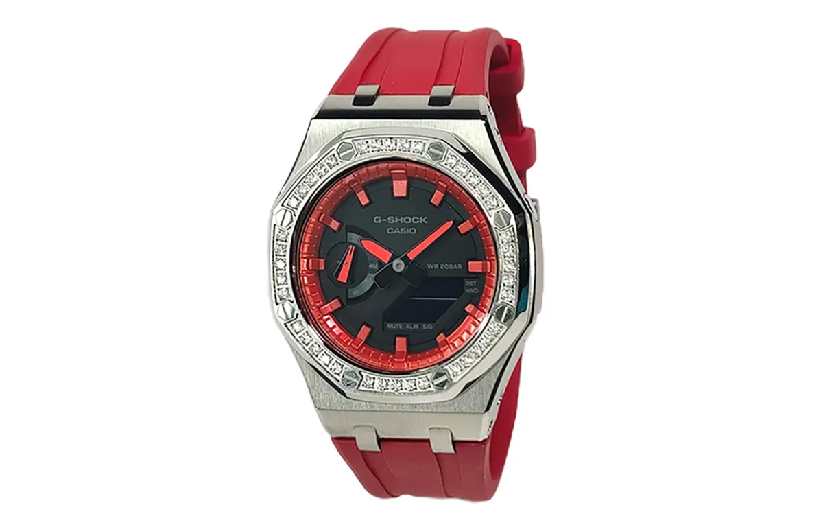 CASIO Custom Collection Electronic Movement Fluoroelastomer Strap Watch Men's Watches Black Dial