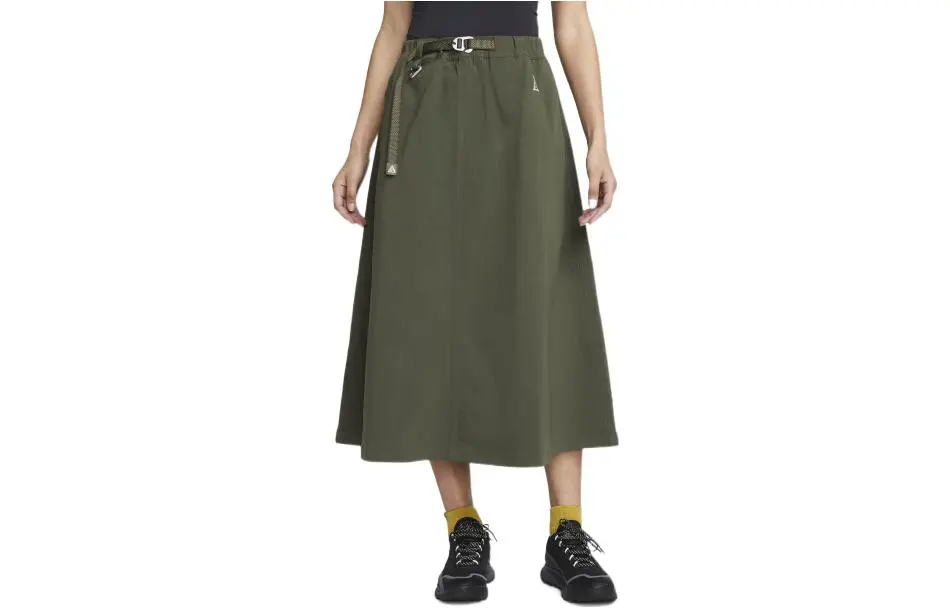 Nike Casual Long Skirts Women's Green Moderate Mid Length A Line Skirt