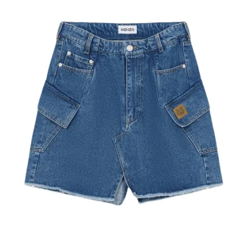 Kenzo logo-patch denim mini skirt