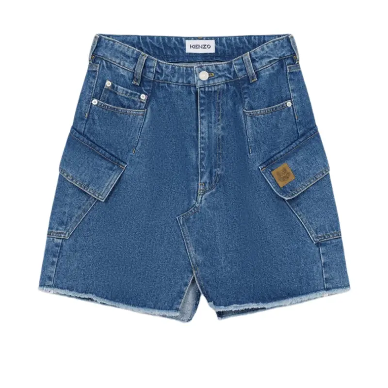 Kenzo logo-patch denim mini skirt