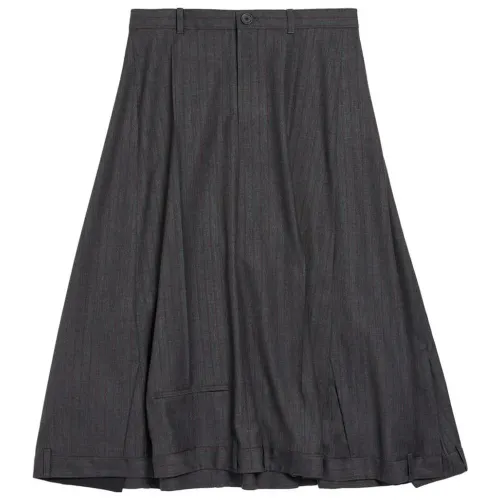 Balenciaga Striped Virgin Wool Skirt 'Grey/Red'