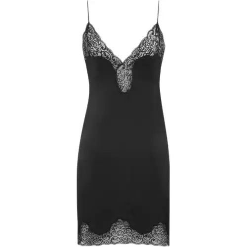 SAINT LAURENT Lace Detailed V-Neck Mini Dress