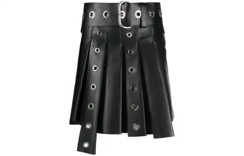 OFF-WHITE Eyelet-embellished Asymmetric Pleated Miniskirt