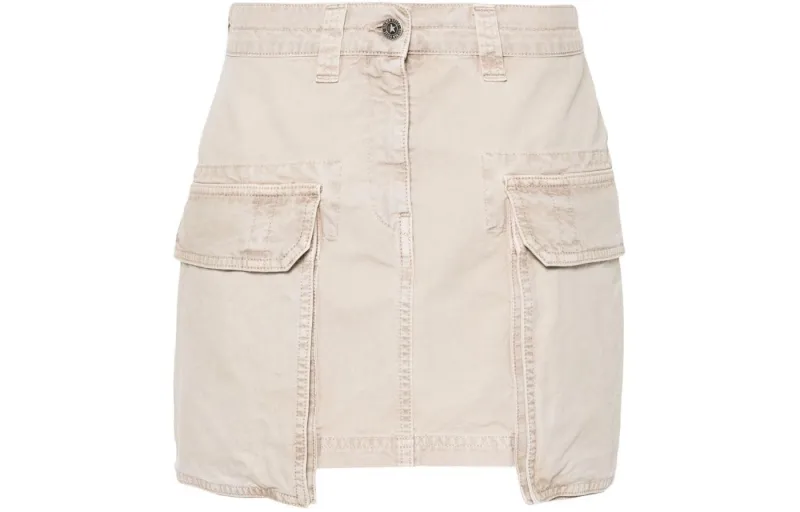 Golden Goose Distressed Cotton Mini Skirt