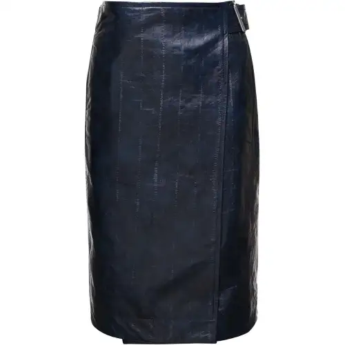 Bottega Veneta Embossed Leather Midi Skirt
