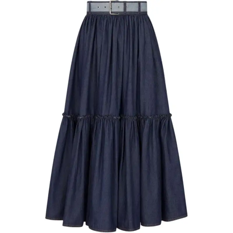 DIOR Casual Long Skirts Women's Dark Blue Moderate Mid Length Other