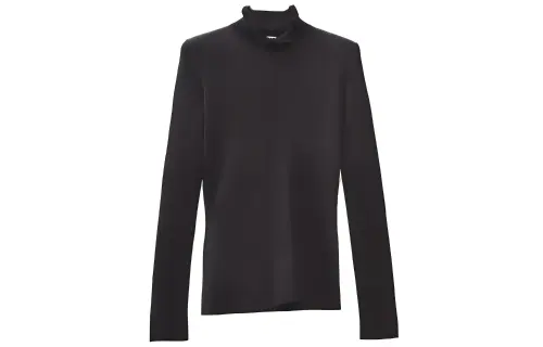 HERMES T Shirts Women's Black Ruffle Collar