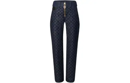 LOUIS VUITTON Flocked Monogram Denim Jeans Women's Black