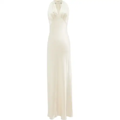 SAINT LAURENT Halter V-Neck Sleeveless Dress