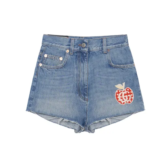 GUCCI Denim Shorts Women's Blue