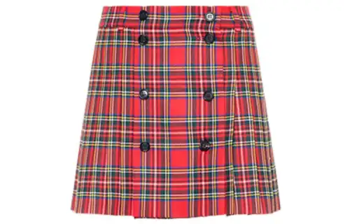 MIU MIU Check Pattern Button Detailed Skirt